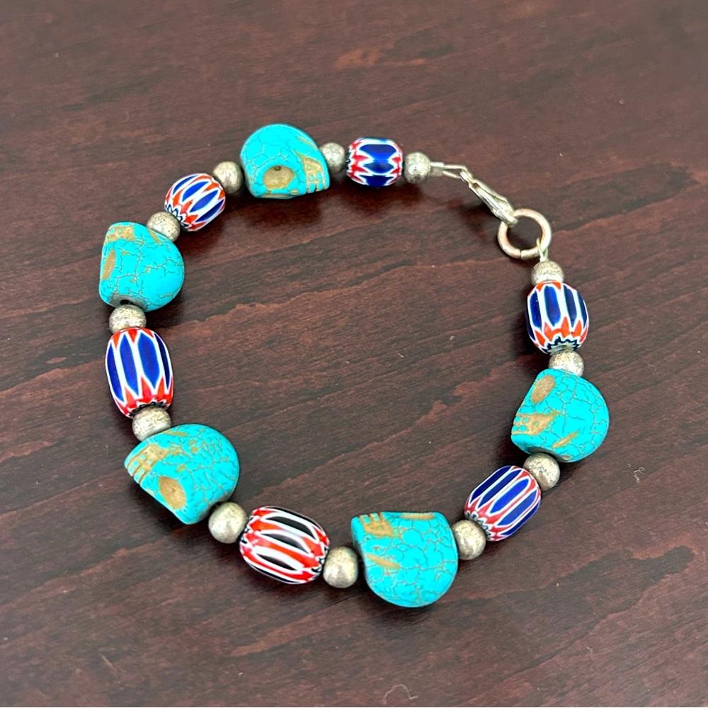 Turquoise Skull Bracelet - Picture 1 of 1